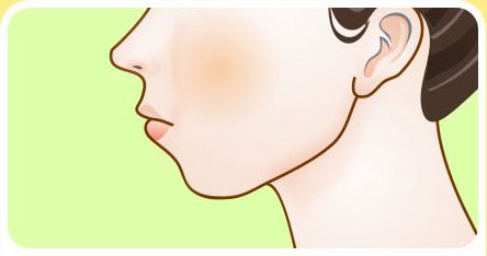 턱끝이 뒤로 들어간 옆얼굴 일러스트